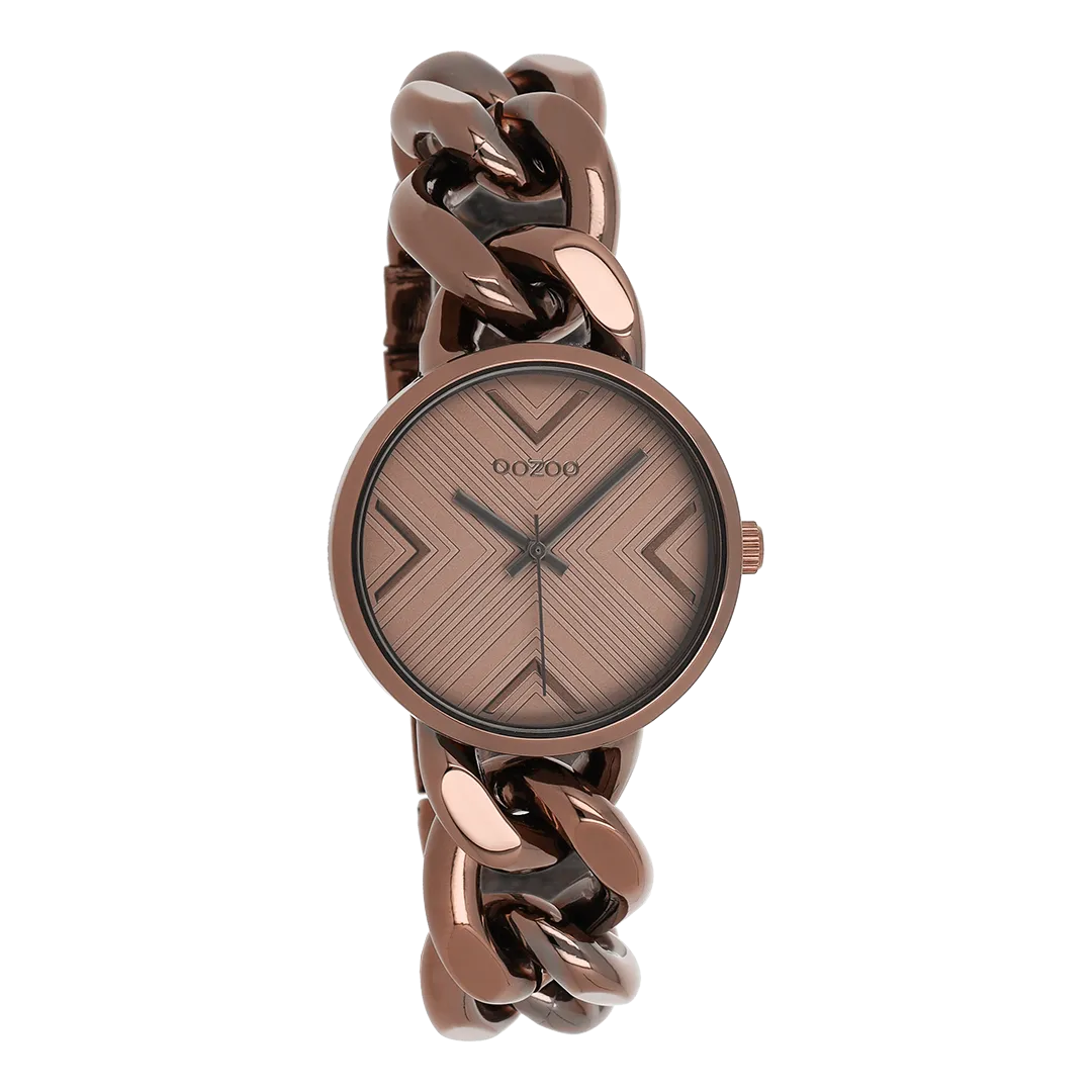 Bronze coloured OOZOO watch with bronze coloured chunky chain bracelet - C11129