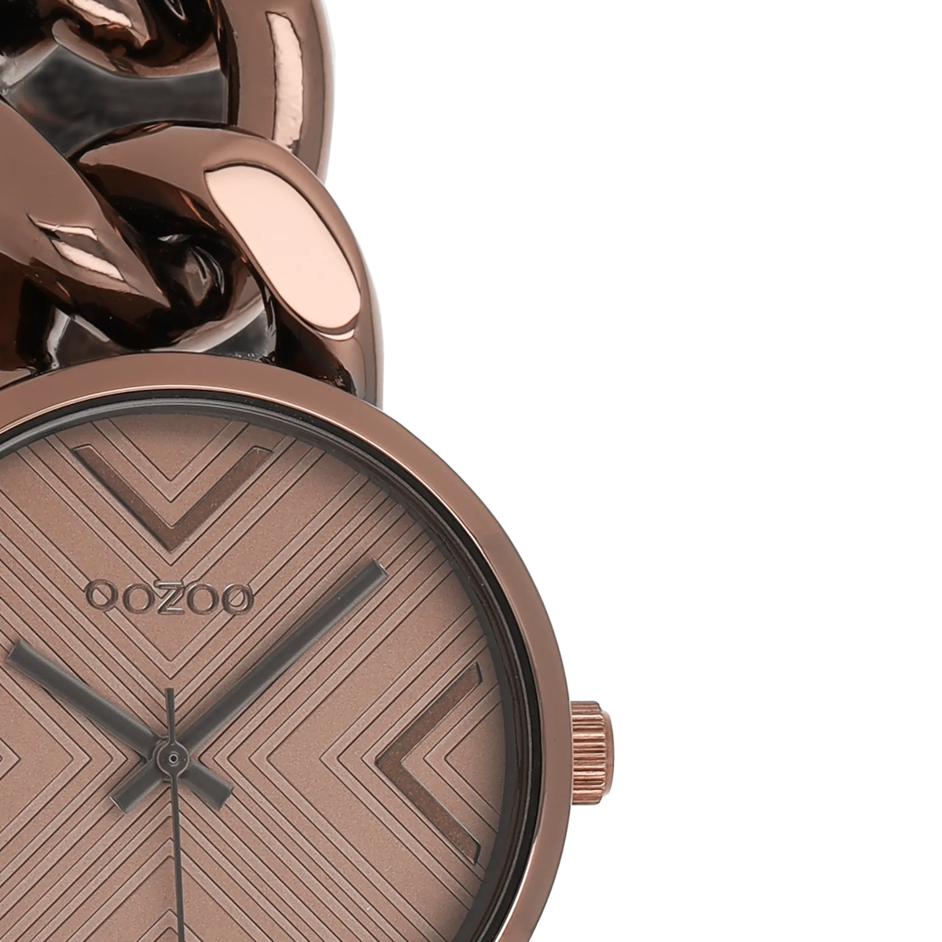 Bronze coloured OOZOO watch with bronze coloured chunky chain bracelet - C11129