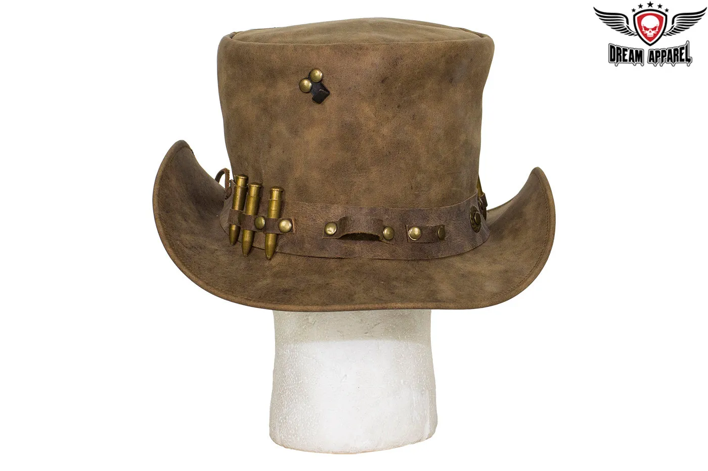 Brown Leather Deadman Top Hat