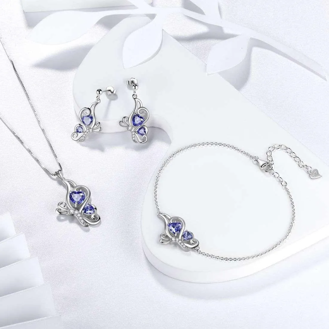 Butterfly Birthstone December Tanzanite Bracelet Women Girls Jewelry Birthday Gift 925 Sterling Silver