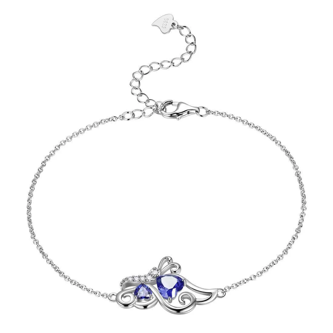 Butterfly Birthstone December Tanzanite Bracelet Women Girls Jewelry Birthday Gift 925 Sterling Silver