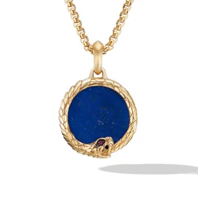 Cairo Ouroboros Amulet in 18K Yellow Gold with Lapis and Ruby