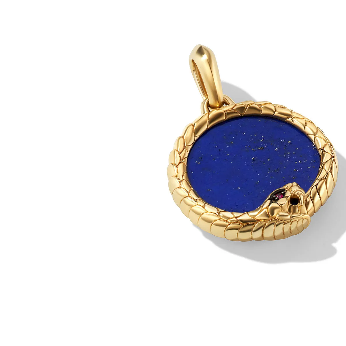 Cairo Ouroboros Amulet in 18K Yellow Gold with Lapis and Ruby