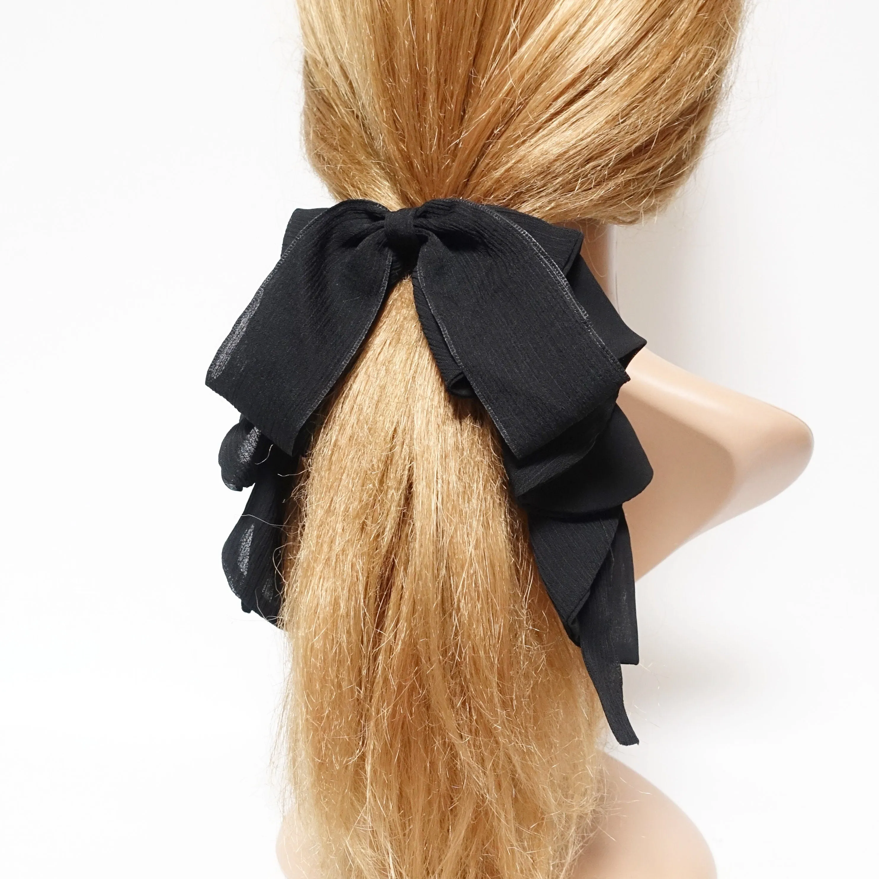 cancan chiffon ruffle bow folding wave hair french barrette woman hair accessory