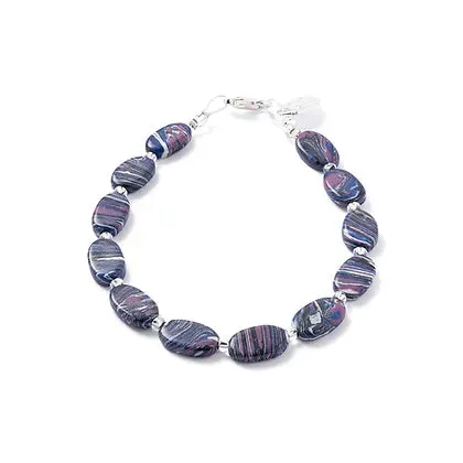 Carrie Elspeth Purple Marbled Ceramic Ovals Bracelet