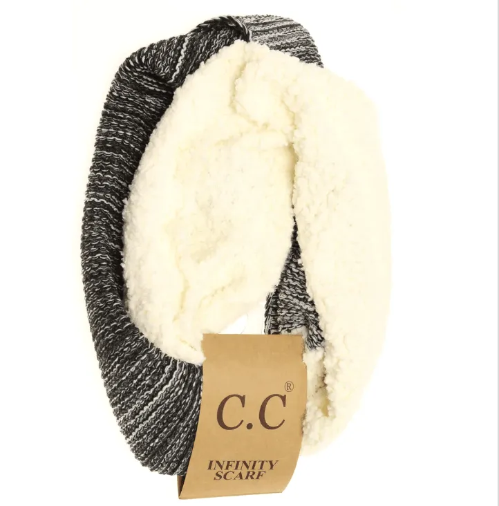 C.C Infinity Knit Scarf with Sherpa Lining INF7391