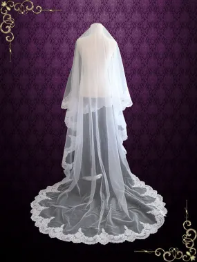 Chapel Length Lace Mantilla Wedding Bridal Veil 90''