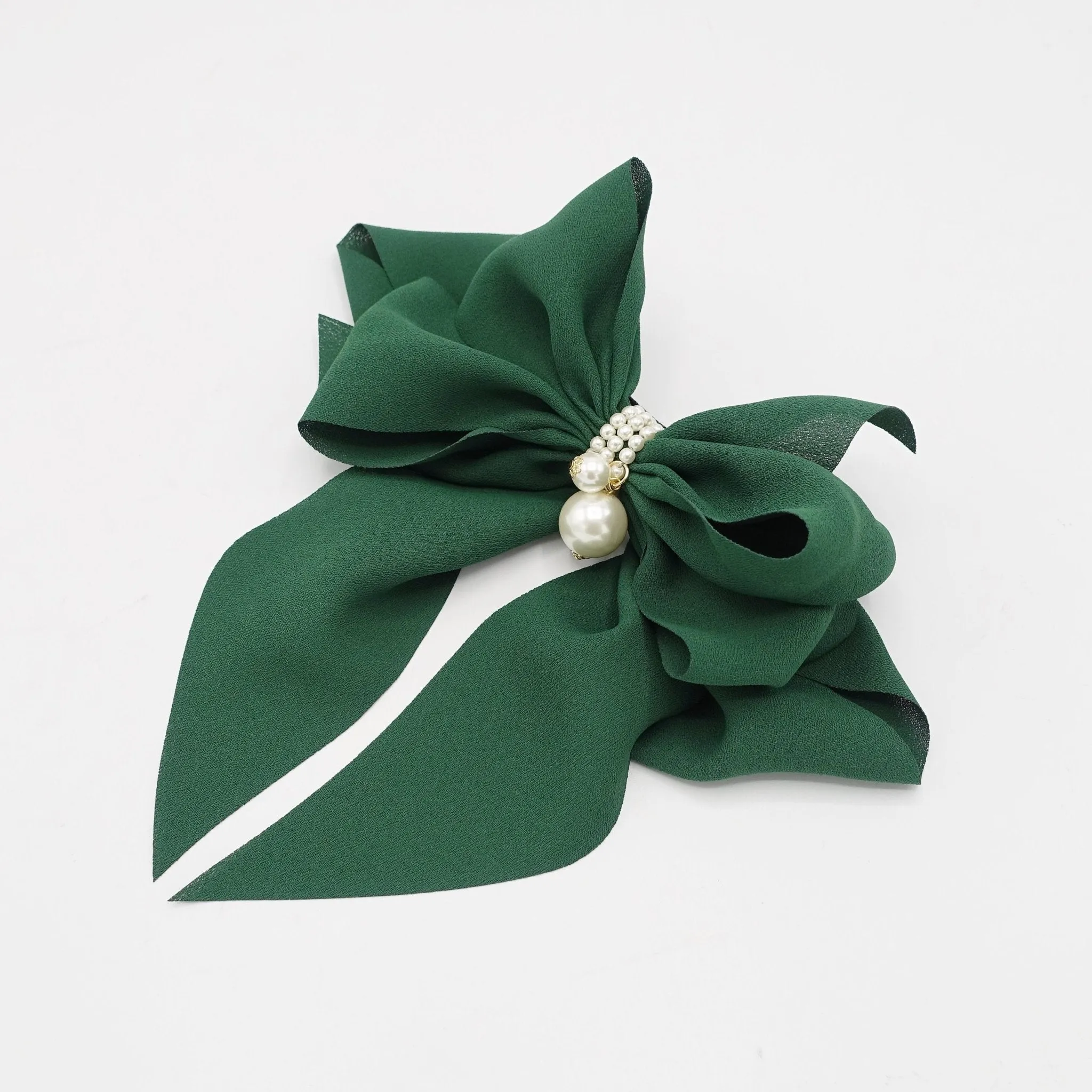 Chiffon Drape Long Tail Bow French Hair Barrette Handmade Women Hair Slide Accessory