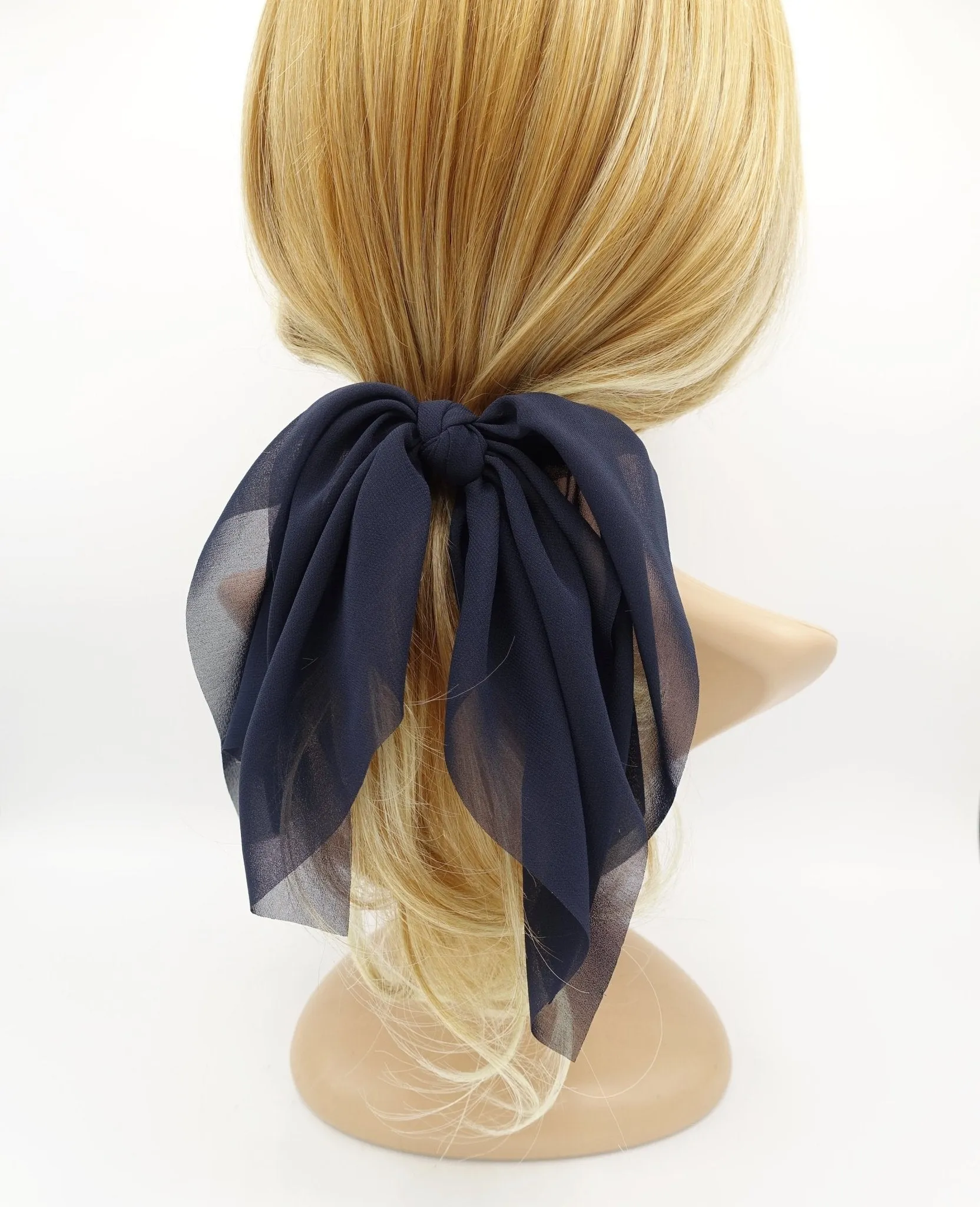 chiffon layered hair bow solid color drape feminine style hair knotted bow french hair barrette