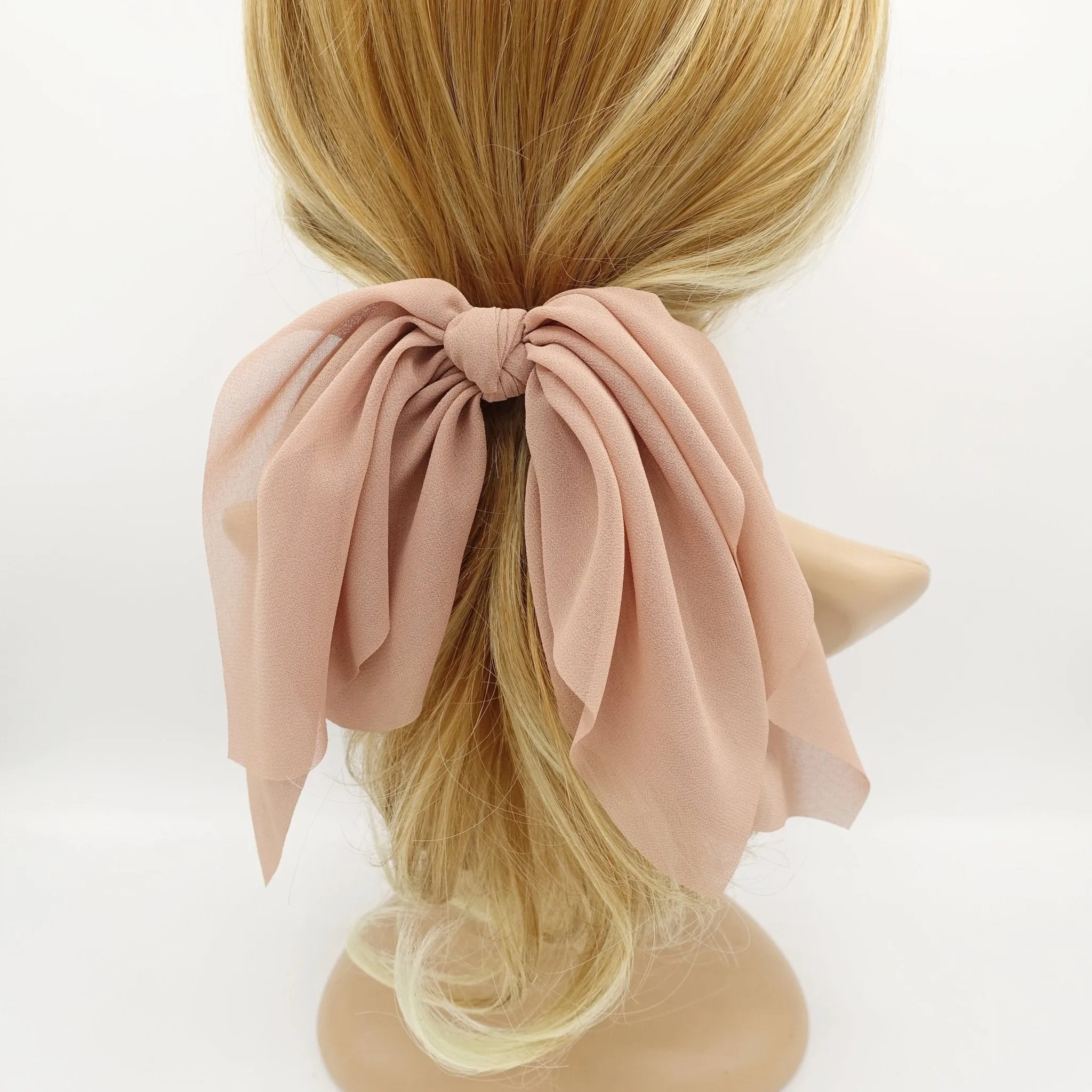 chiffon layered hair bow solid color drape feminine style hair knotted bow french hair barrette