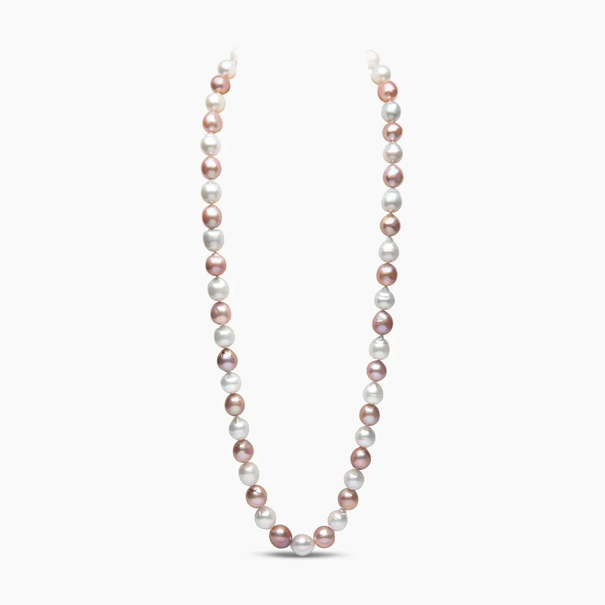 Classic 18K Gold Pink and White Pearl Necklace