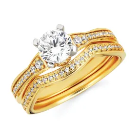 Classic Bridal: 0.14 Ctw. Diamond Semi Mount shown with 3/4 Ct. Round Center Diamond in 14K Gold