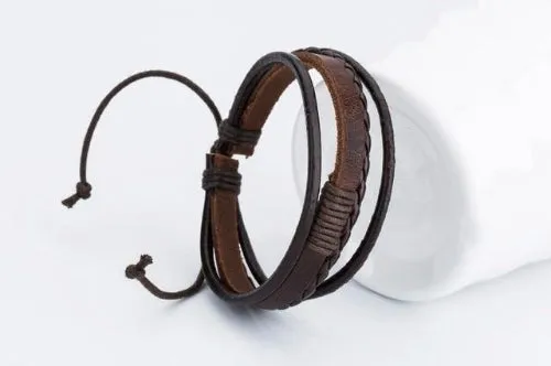 Classy Men Brown Triple Leather Bracelet