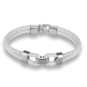 Classy Men White Leather Bracelet