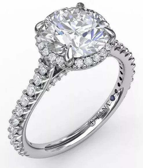 Contemporary Round Diamond Halo Engagement Ring