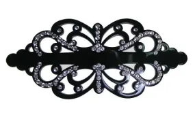 Crystal Stone Filigree Black Tight Barrette