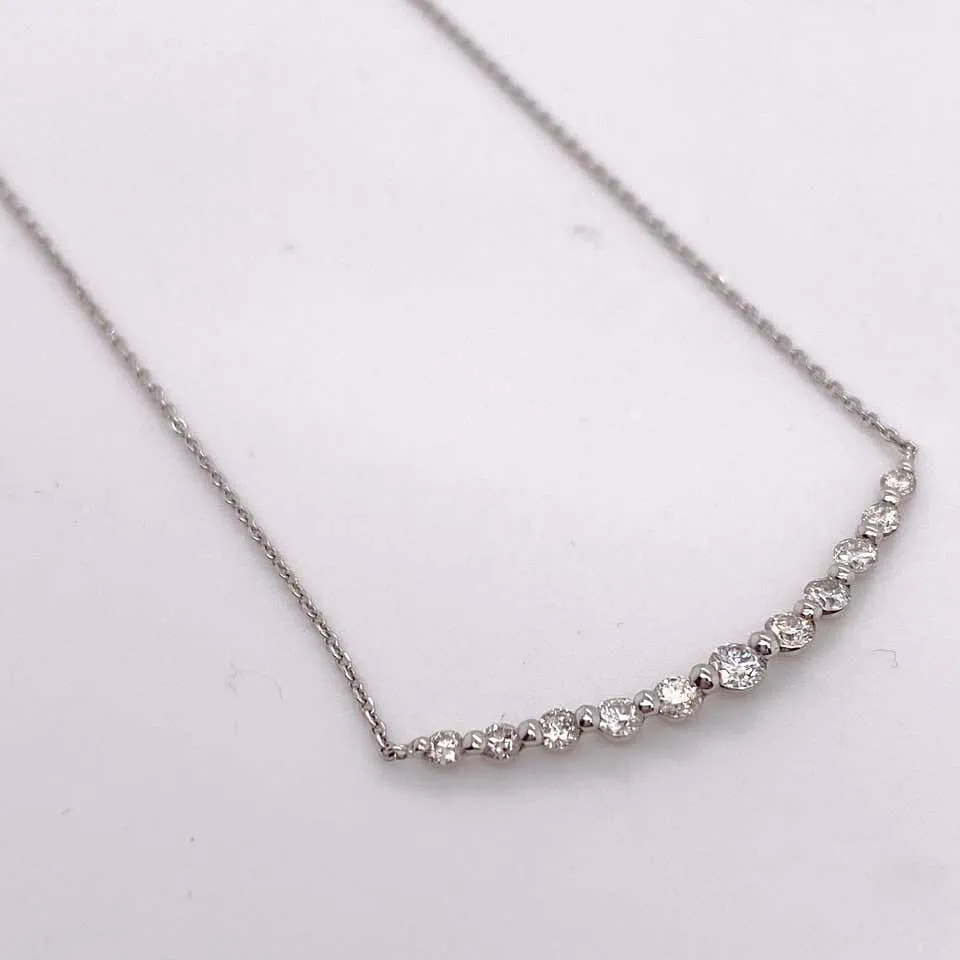 Curved Diamond Bar Necklace