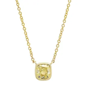 Cushion Yellow Diamond Pendant in 14kt Yellow Gold