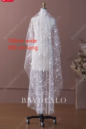 Custom Glitter Bloom Cathedral Length Bridal Comb Veil