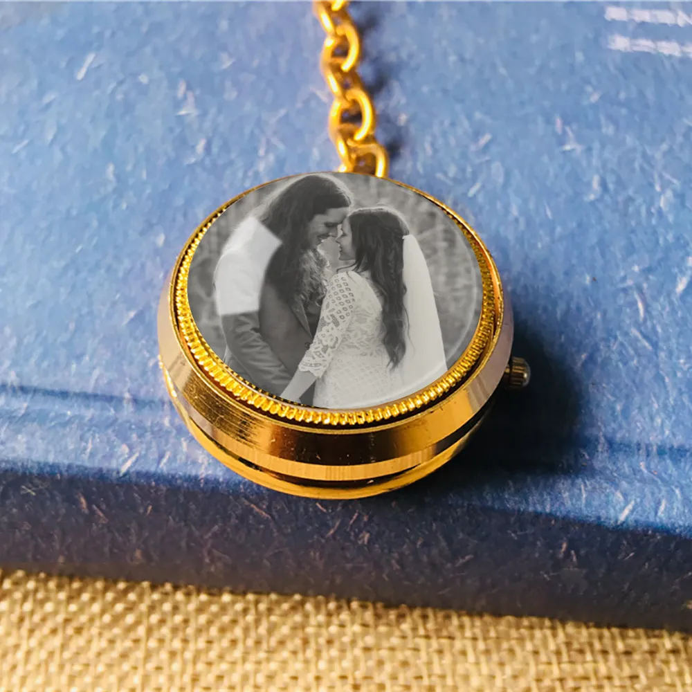 Custom Photo Pocket Watch Charm Spinner Charm Keychain with Picture