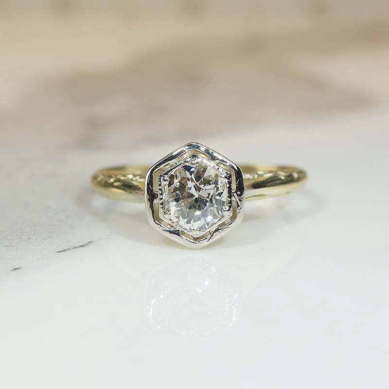 Dazzling .51ct Old European Cut Diamond Deco Solitaire