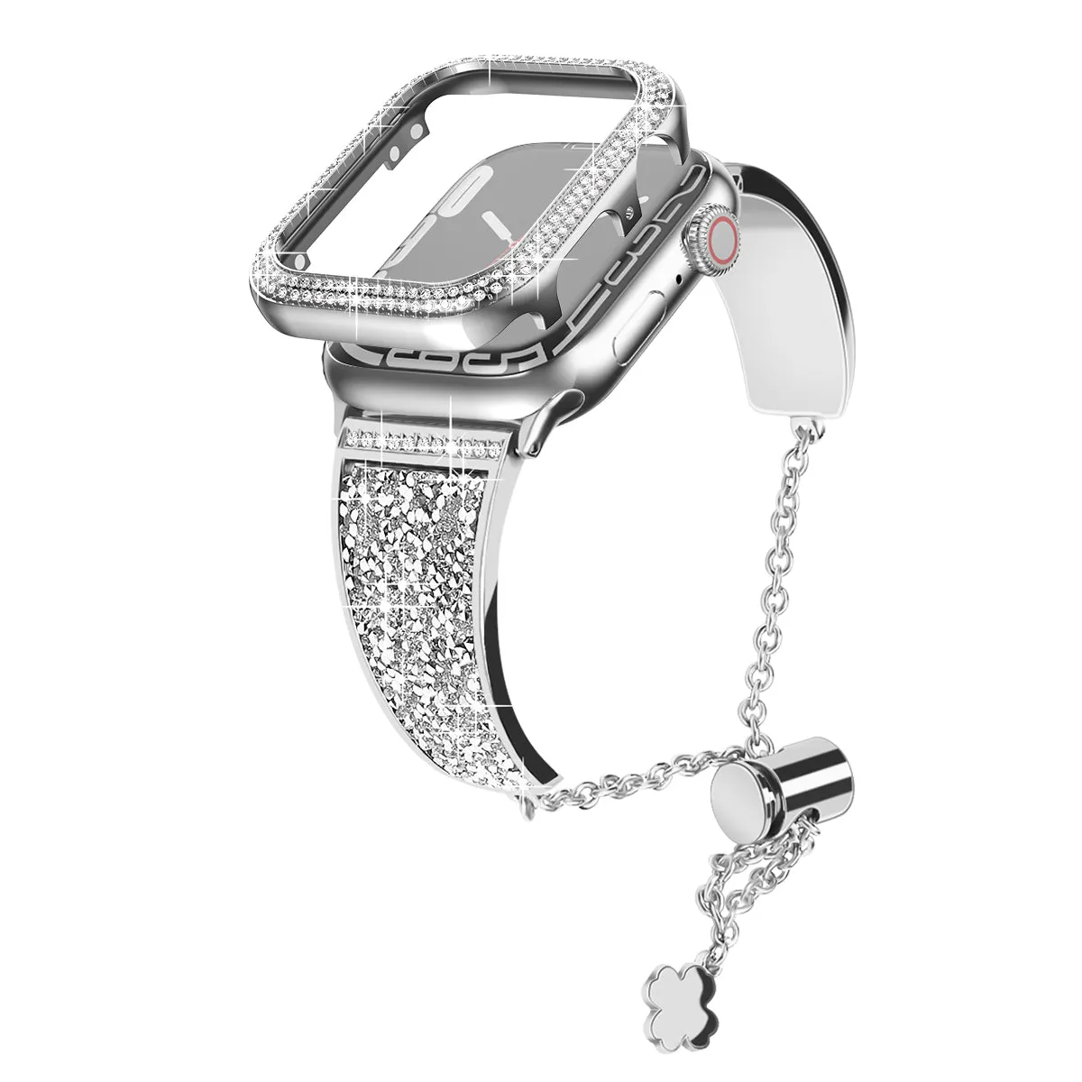 Dazzling Crystal Metal Band with Bling Bumper Case for Apple Watch