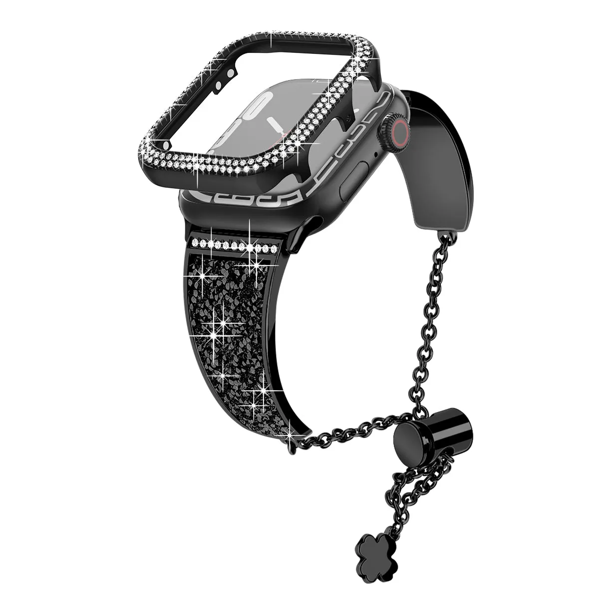 Dazzling Crystal Metal Band with Bling Bumper Case for Apple Watch