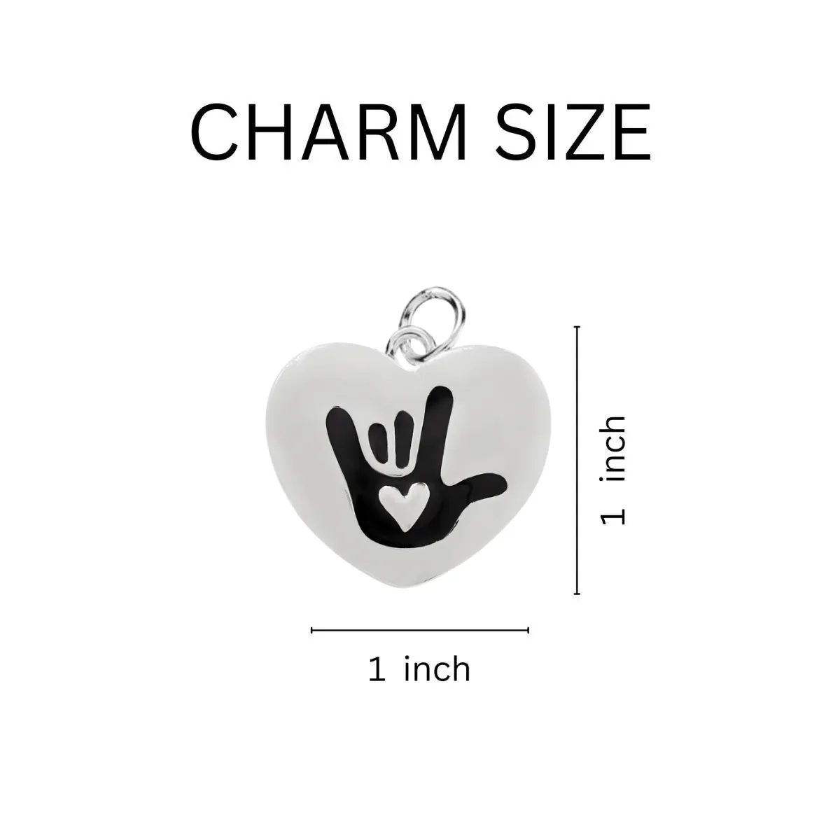 Deaf Awareness I Love You Sign Language Symbol Retractable Heart Charm Bracelets