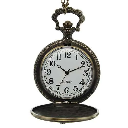 DEFFRUN Vintage Eiffel Tower Pattern PARIS Chain Retro Pocket Watch