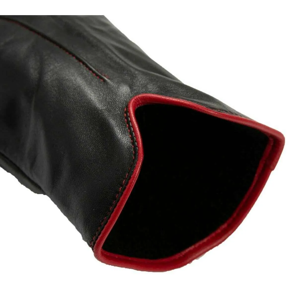 Dents Aveline Single-Point Leather Gloves - Black/Berry Red