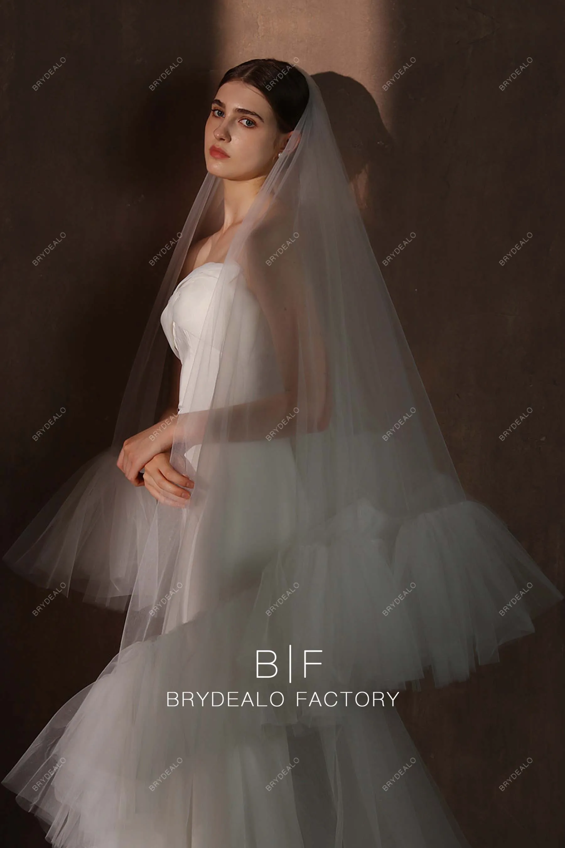 Designer Ruffled Edge Two-tier Chapel Length Wholesale Wedding Veil