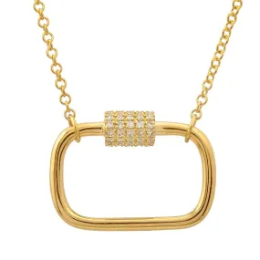 Diamond Carabiner Lock Paperclip Necklace