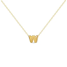 Diamond Letter Necklace "W" - 18 karat gold vermeil on sterling silver, diamond 0.01 carat