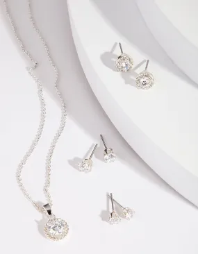 Diamond Simulant Necklace & Earring Set