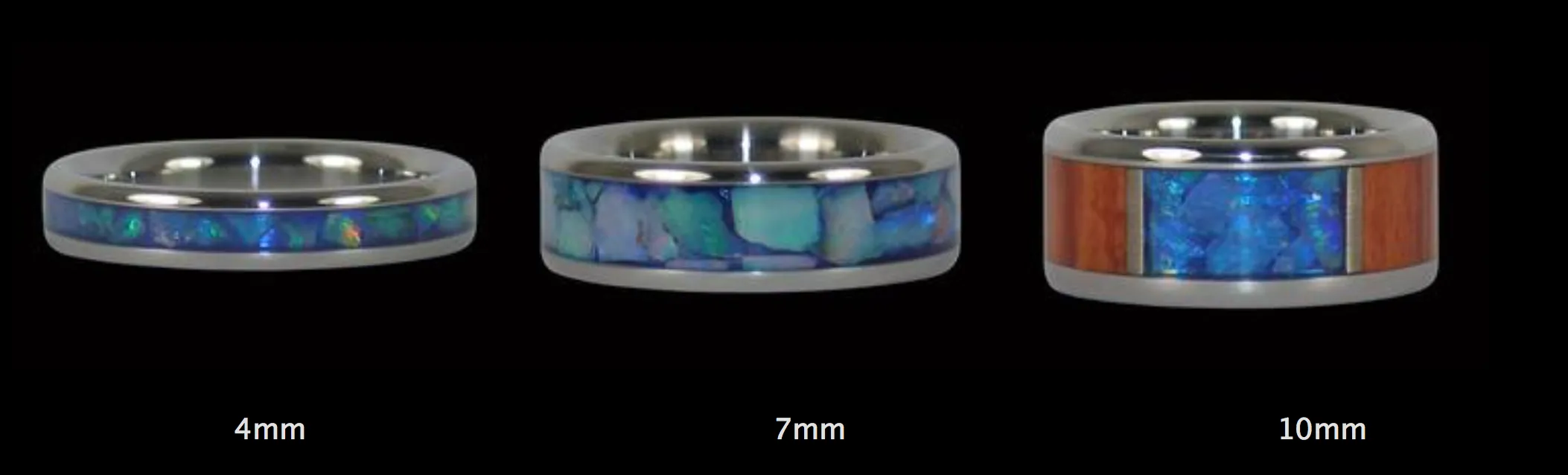 Diamond Titanium Ring Band with Turquoise and Mango Wood