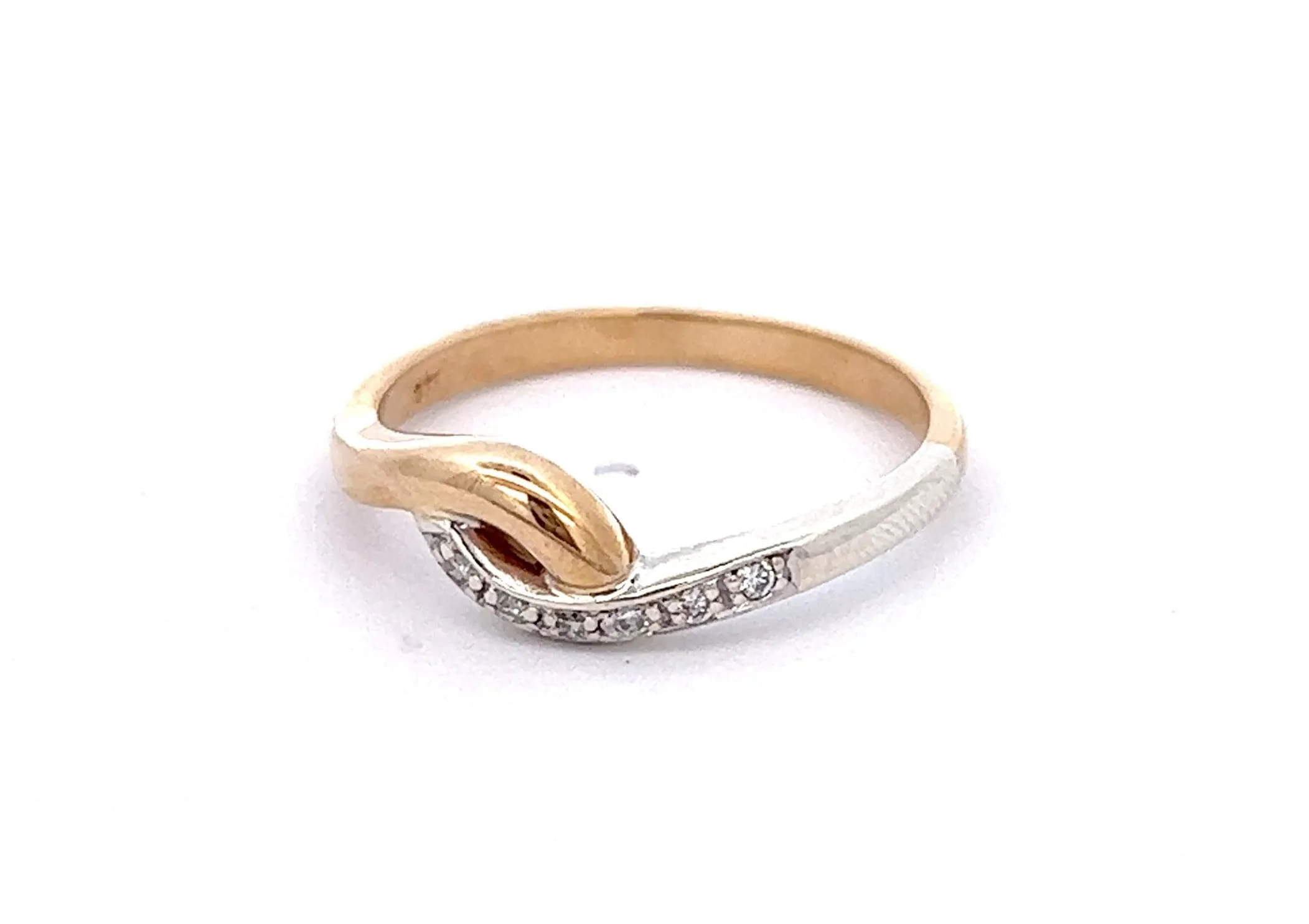 Diamond Yellow Gold Cross Over Ring