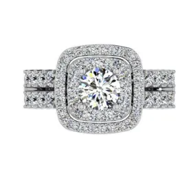 Double Halo Diamond Engagement Ring