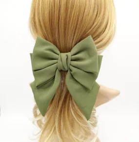 double layered tail hair bow chiffon hair barrette for women