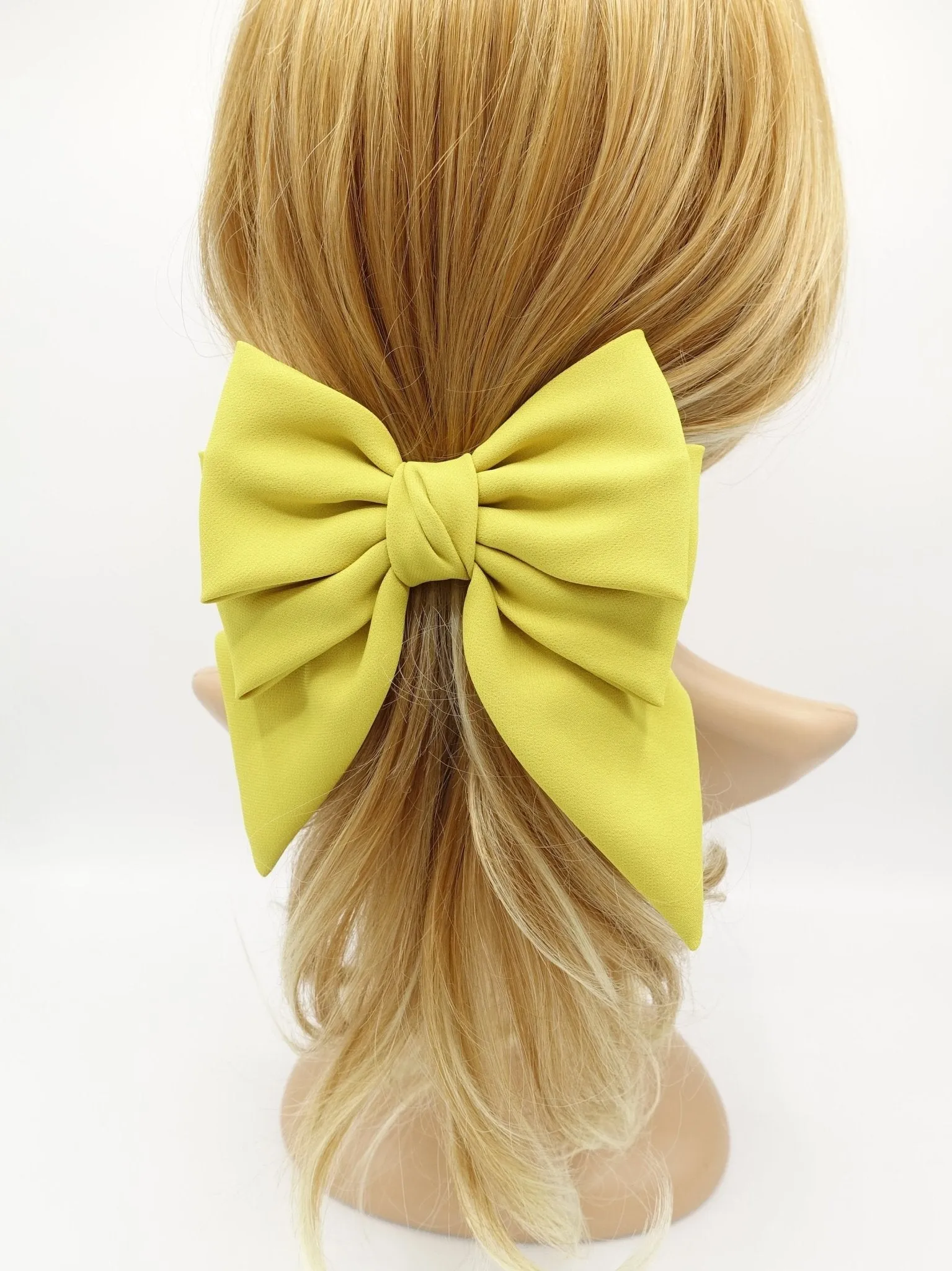 double layered tail hair bow chiffon hair barrette for women