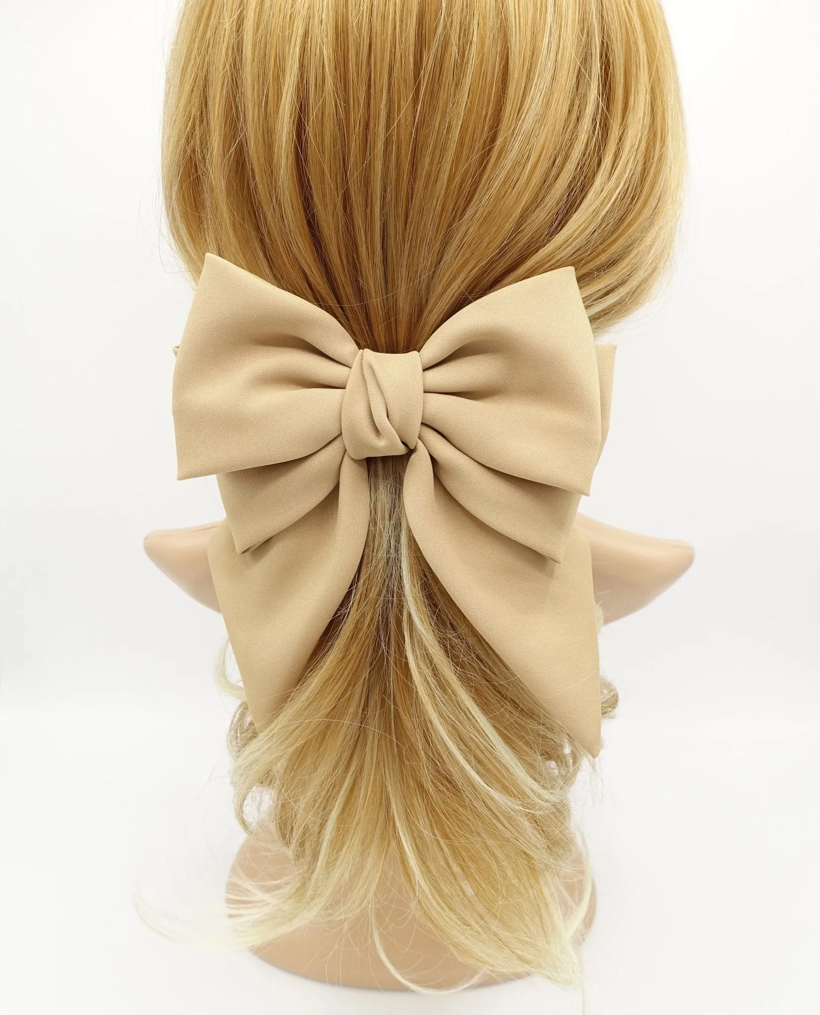 double layered tail hair bow chiffon hair barrette for women