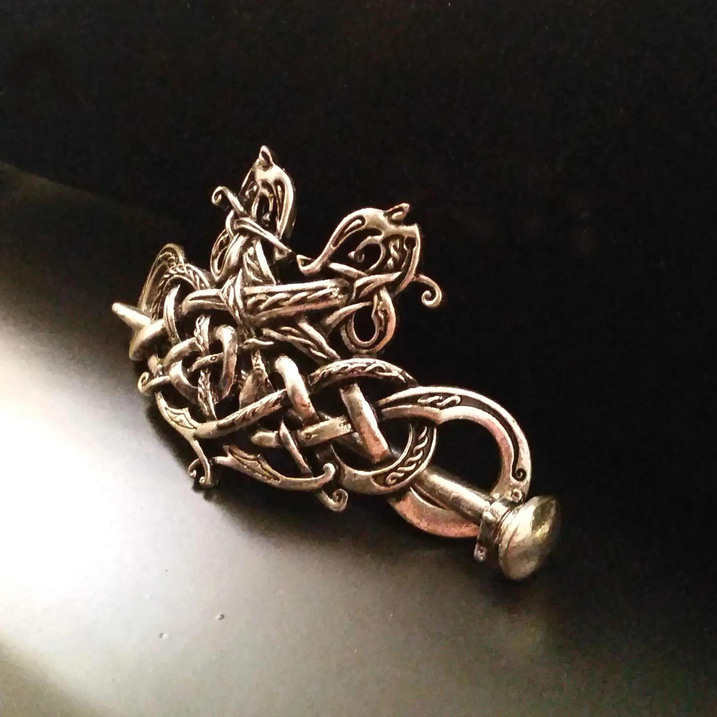 Dragon Hair Pin Barrette Silver Knot Work Celtic Viking Style