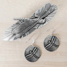 Dragonfly Jewelry Set, Earrings and Hair Clip