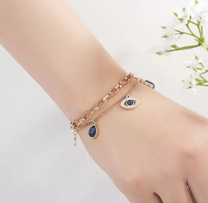 Dual Evil Eye Charm Bracelet