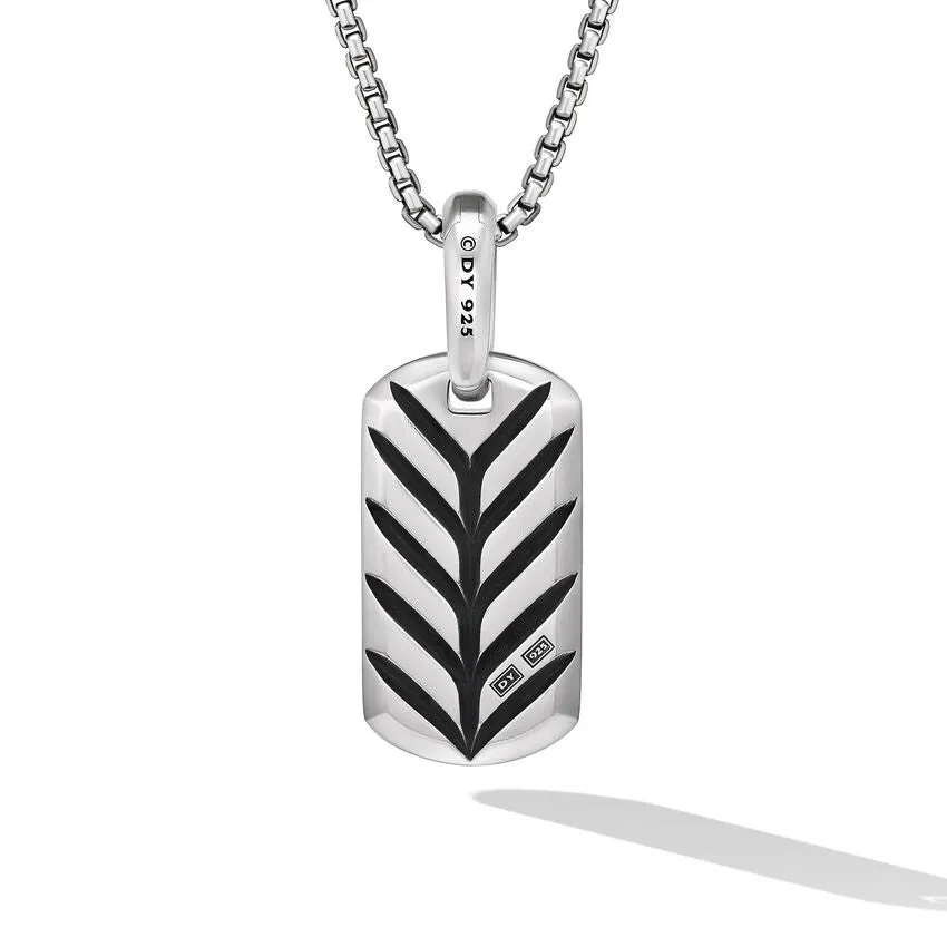 DY Gents Chevron Tag in Sterling Silver with Lapis Lazuli, 21mm