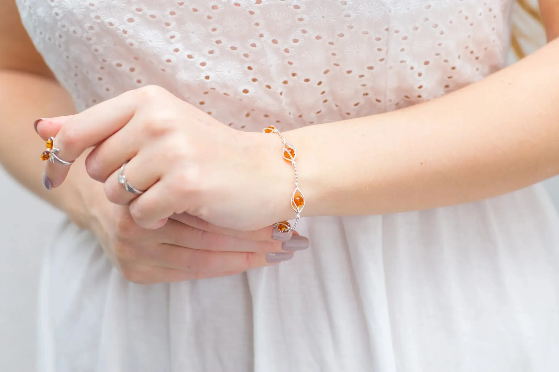 Elegant Caged Amber Spheres Bracelet - Perfect Dainty Everyday Accessory