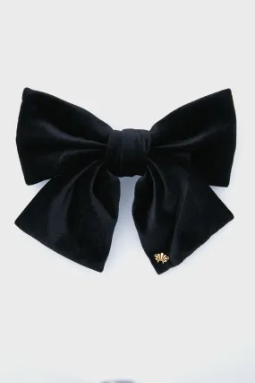 Exclusive Jet Jumbo Velvet Bow Barrette