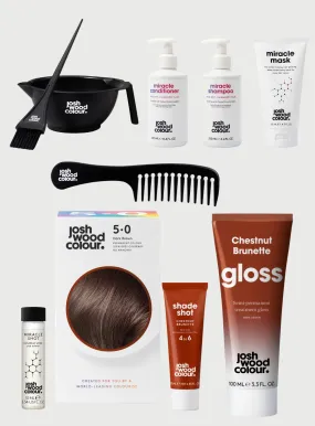 Expert Kit - 5.0 Perm kit, Miracle Shot, Chestnut Shade Shot, Chestnut Brunette Gloss x 1, Bowl & Brush, Miracle Mask, Comb, Shampoo, Conditioner