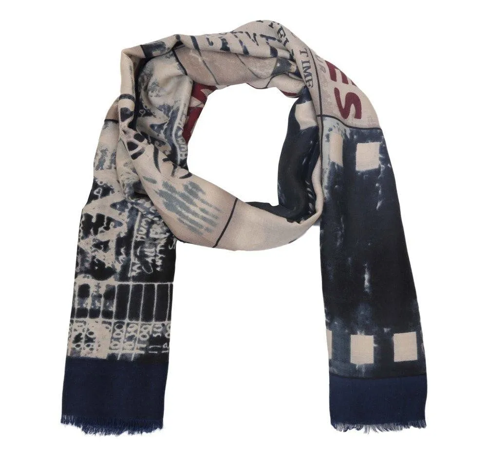 FabSeasons Cotton Navy Viscose Modern Printed Soft & Stylish Scarf