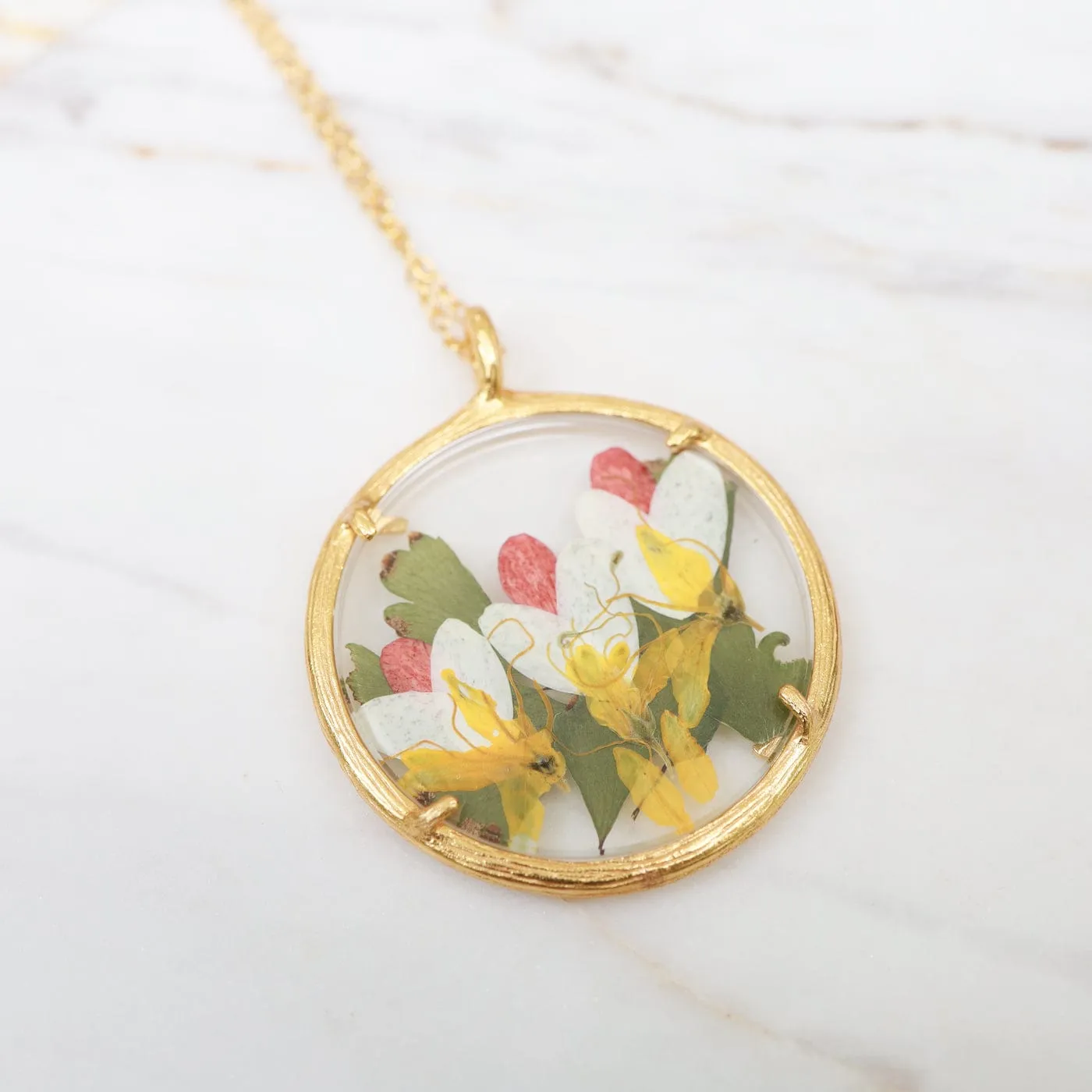 Fairy Blooms Large Glass Botanical Necklace - 18K Gold Vermeil