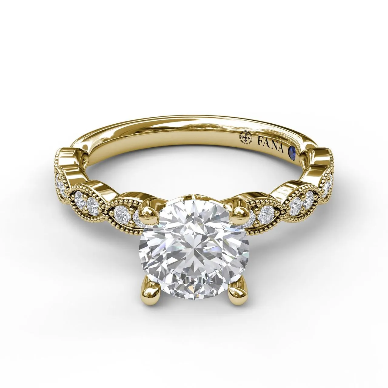 Fana Classic Diamond Engagement Ring with a Delicate Milgrain Edge 3038